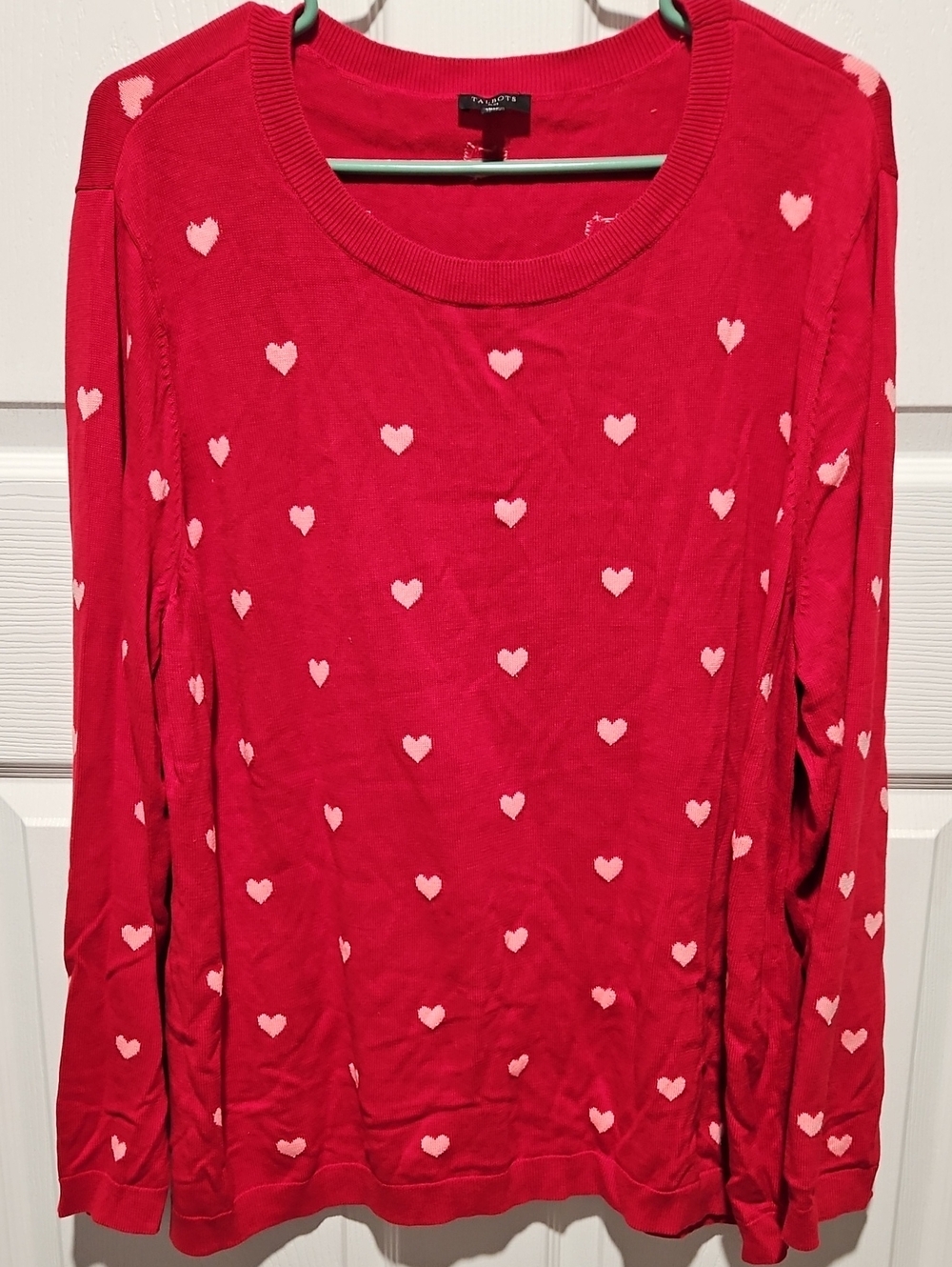 Talbots Girls' Red Heart-Print Long Sleeve Top